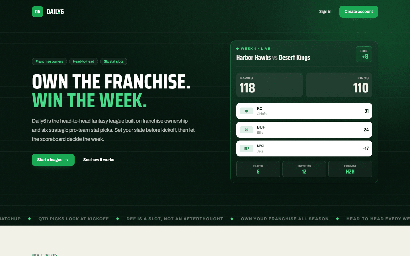 Daily6 interface