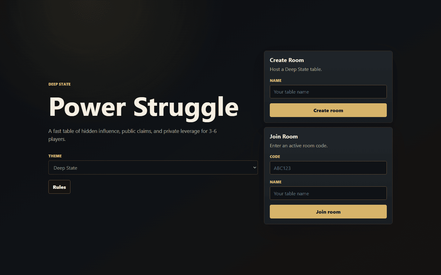 Power Struggle interface